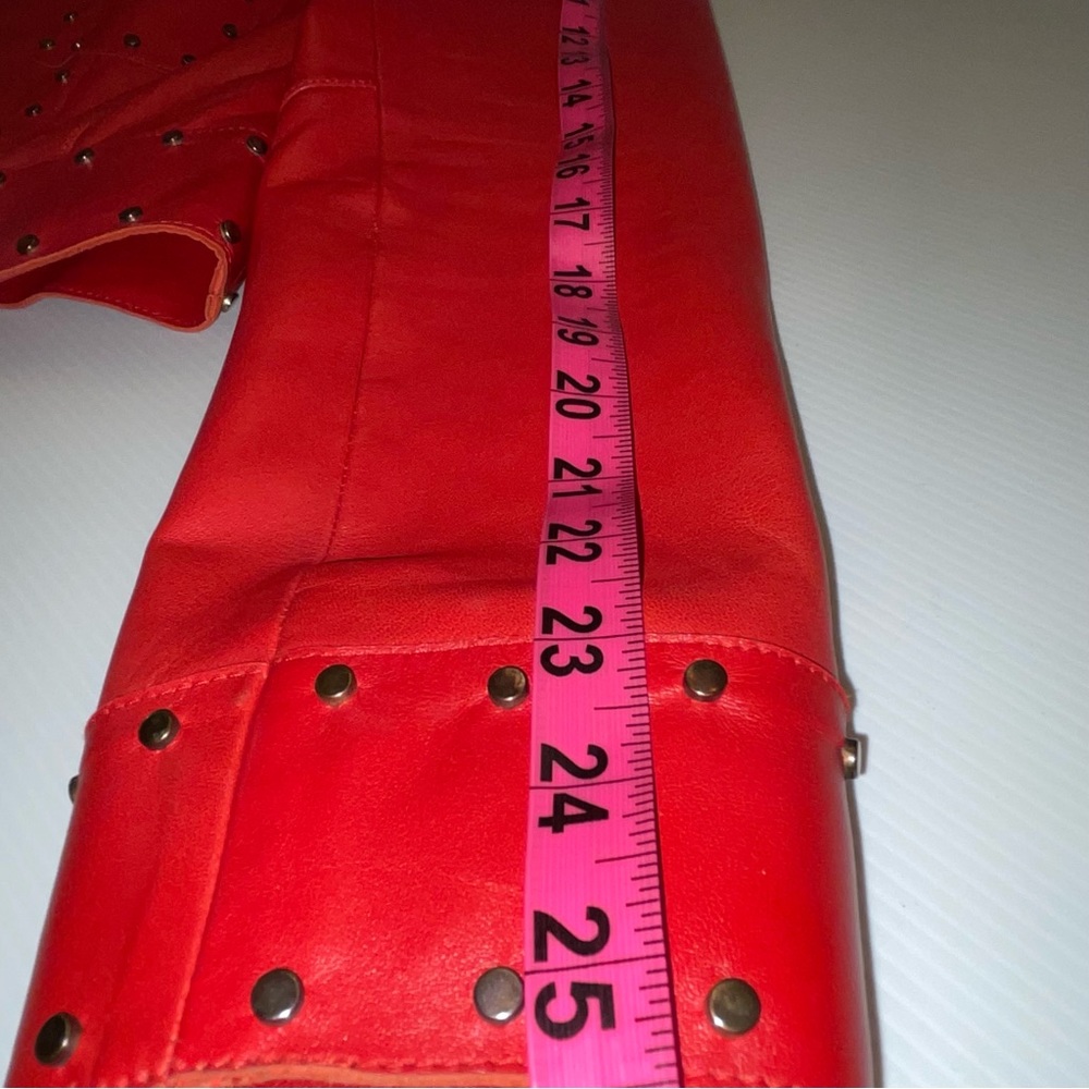 Cache Red Leather Brass Studded Jacket - image 7